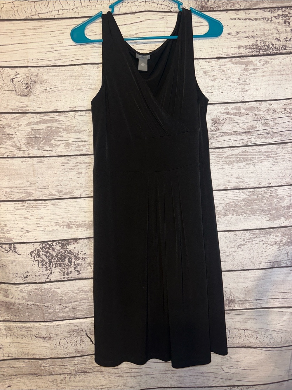 Ann Taylor Little Black Dress Sleeveless Draped Neck Midi Dress Women’s Size 12
